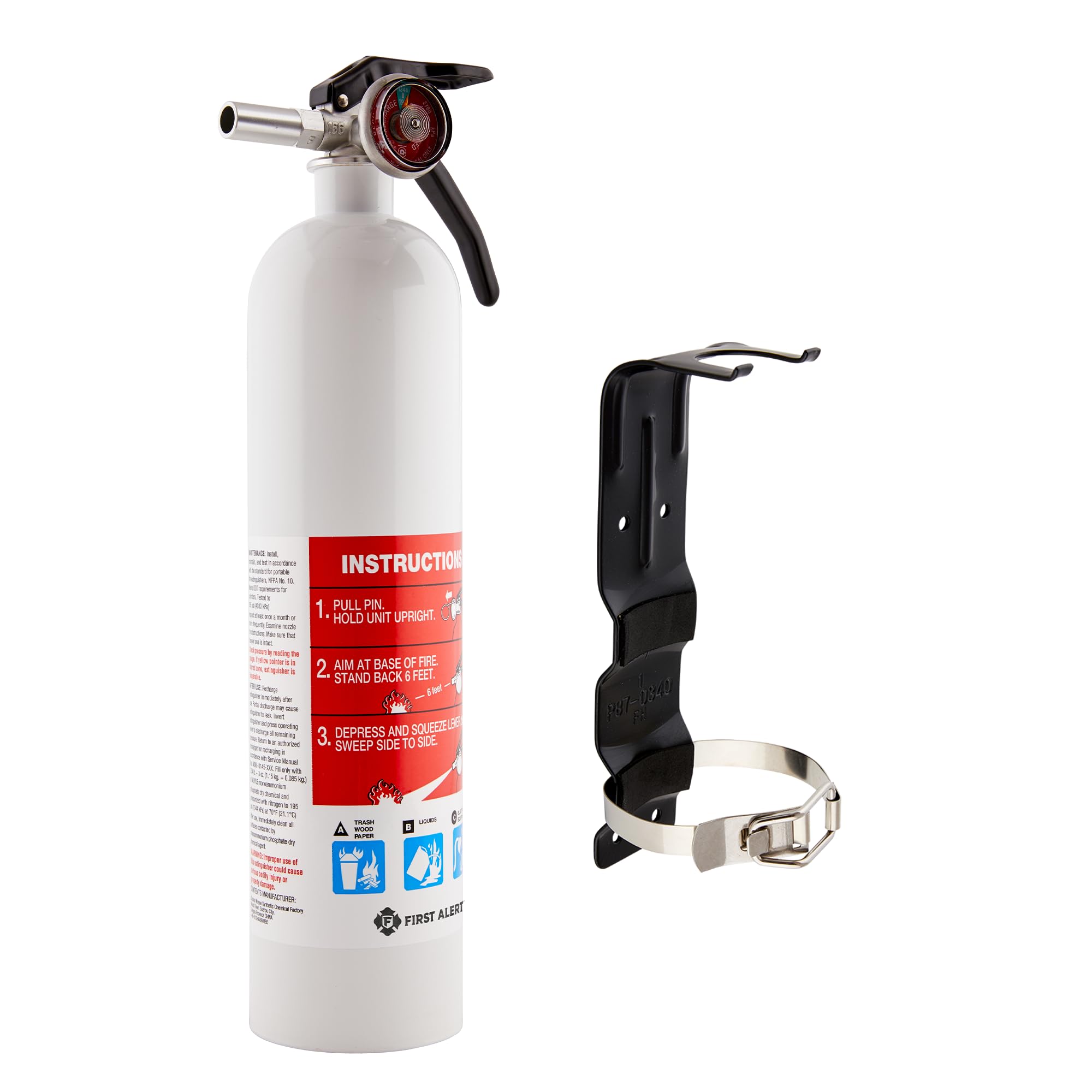 First Alert Marine1 Fire Extinguisher, UL Rated 1-A:10-B:C, White